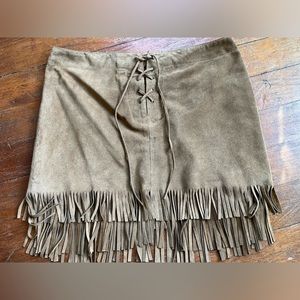 Vintage Ralph Lauren Fringe Suede Skirt
